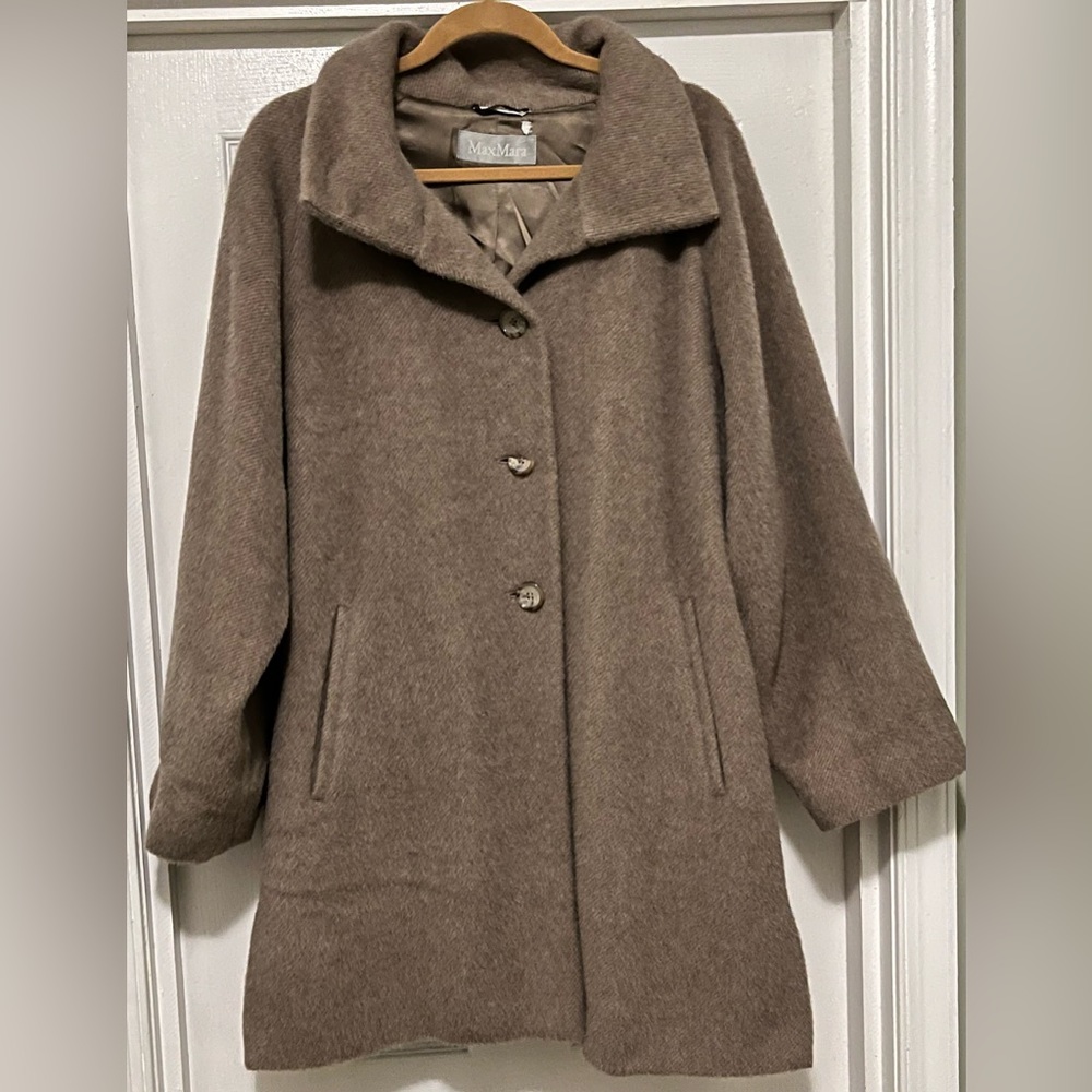 MaxMara Wool Alpaca Mohair 3 Button Front Coat